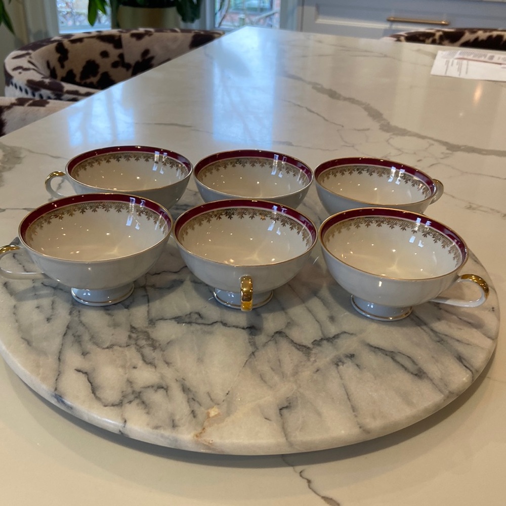 Set of 6 Vintage Chalfonte Porzellan Bavaria Germany Footed Cups. Height 2”